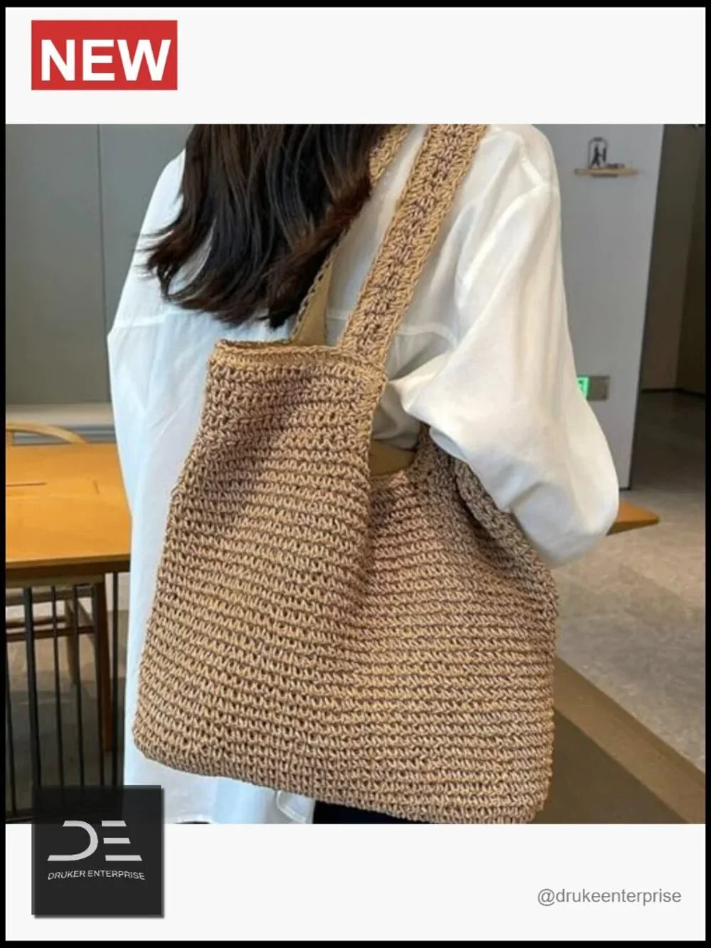 Straw Beach Tote Bag Hobo Shoulder Cute Work Travel Handbag